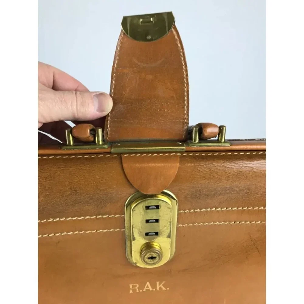 Rexbilt Unisex Adult Brown Leather Top Grain Cowhide Top Handle Briefcase‎ Bag